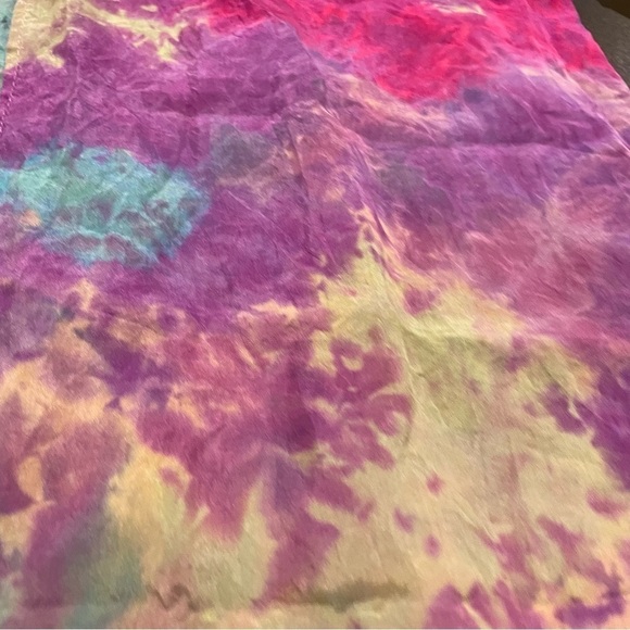 Artisan tie dyed infinity scarf silk handmade in shades of purple, magenta - Picture 12 of 15